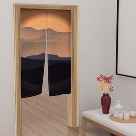 ChloropLastid Sunset Door Curtain Japanese Mountains Doorway Curtain for Wall Hanging Noren Bedroom Partition Kithchen Divider Bathroom Door Decor,33.5"x 59"
