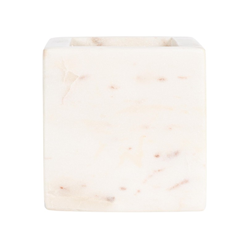 Creative Co-Op Square Marble Container, White