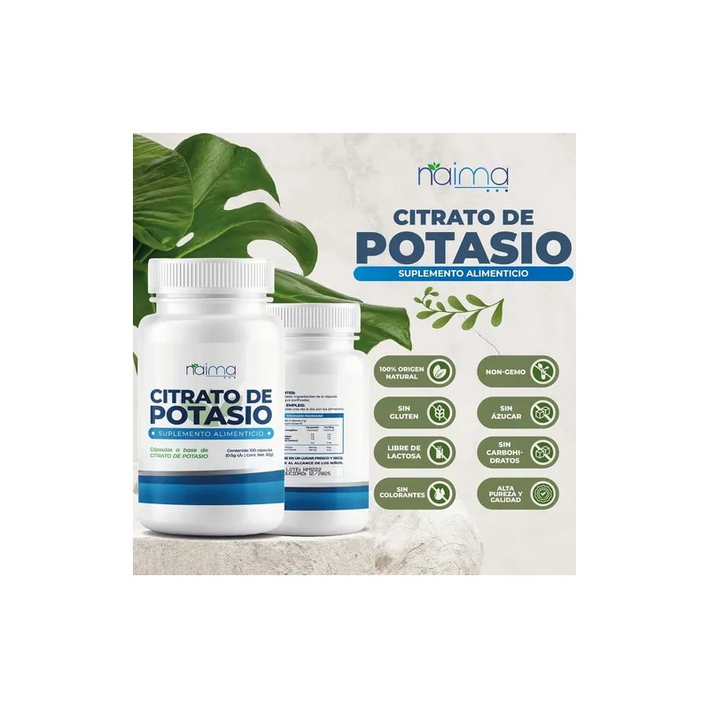 Citrato Potasio 500mg - 2 Frascos - 100 Cápsulas