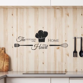 Kitchen Wall Decals Peel and Stick Wall Stickers Decor, Self-Adhesive Kitchen is The Heart of The Home Wall Decor Quotes Sign Utensil Art Decorations for Home Dining Room Coffee Shop