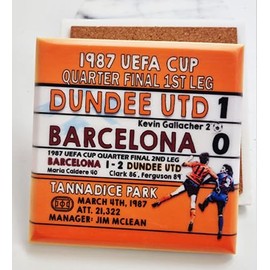 Dundee Utd 1-0 Barcelona 1987 European Cup Quarter Final, Dundee Utd football gift,Dundee Utd Marble Coaster
