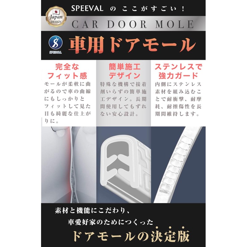 SPEEVAL SUS430 Stainless Steel Door Molding Anti-Scratch Noise Reducing Edge