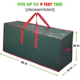 ProPik Christmas Tree Storage Bag | Fits Up to 9 Ft. Tall Disassembled Tree | 65” X 15” X 30” Holiday Tree Storage Case | Xmas Storage Container with Handles and Sleek Zipper (Green)