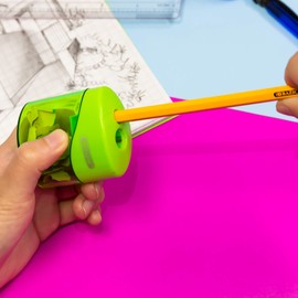 BAZIC Pencil Sharpener Dual Blades w/Receptacle, Standard & Jumbo Size Pencils Crayon, Double Blade Sharpeners for Office School (2/Pack), 3-Packs