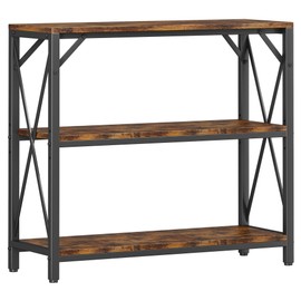 Homeiju Console Table 31.5" Width, 3-Tier Entryway Table with Storage, Industrial Sofa Table with Open Shelves, Foyer Tables for Entryway, Hallway, Kitchen, Living Room and Bedroom, Rustic Brown