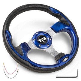 NOKINS 12.5" Universal Golf Cart Steering Wheel, Fit EZGO TXT/RXV/Club Car DS/Precedent/Yamaha, Most Golf Carts (Blue)