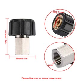 Pressure Washer Adapter Copper Quick Connect Coupler M22 Female to 1/4" Female Thread Hose Adapter for Pressure Washer Gun (Long Bar)