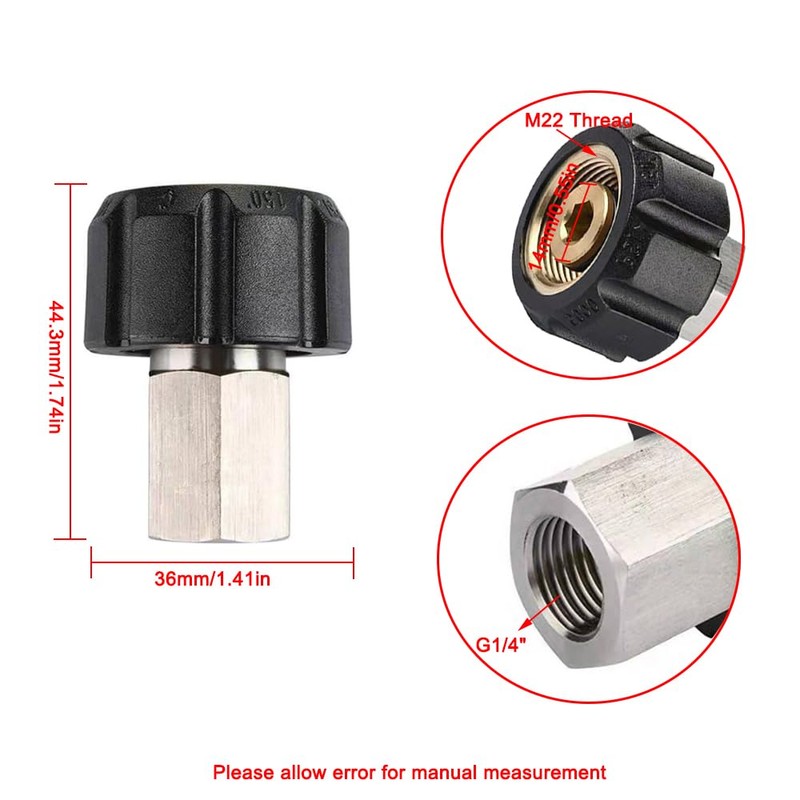 Pressure Washer Adapter Copper Quick Connect Coupler M22 Female to