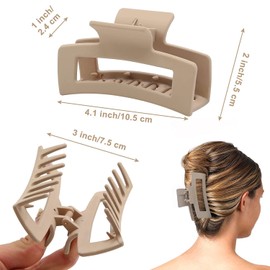 ETHEL10 Pack Hair Claw Clips, Neutral Hair Clips for Women, 4.3" Big Claw Clips, Large Rectangle Claw Hair Clips, Matte Hair Claws Hair Styling Accessories for Thick Hair