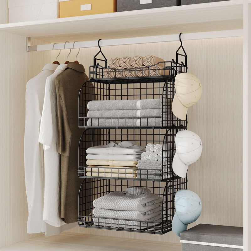 HapiRm Hanging Closet Organizer Storage - 4 Tier Hanging Closet