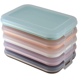 Set of 5 Food Containers with Integrated Serving Plate, Food Storage Containers, Food Containers, Cold Cutting Box, Stackable, BPA-Free, Kitchen Supplies, Plastic Colourful