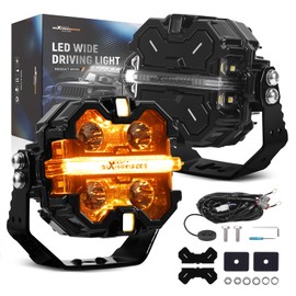 maXpeedingrods 3.5" Off Road Lights 160W 19200LM, Spot Light with 7 RGB Colors for Ambient, LED Lights Bar Fog Light, Side Shooter 270°Wide Range, for Jeep UTV Pickup ATV with Black Covers