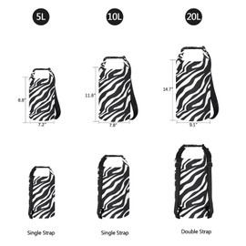 OMGear Waterproof Dry Bag Backpack Waterproof Phone Pouch 40L/30L/20L/10L/5L Floating Dry Sack for Kayaking Boating Sailing Canoeing Rafting Hiking Camping Outdoors Activities (Zebra,10L)
