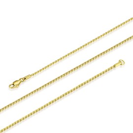 FOSIR 2mm 18K Gold Plated Surgical Stainless Steel Unique Rope Chain Necklace for Men Women,20 Inch