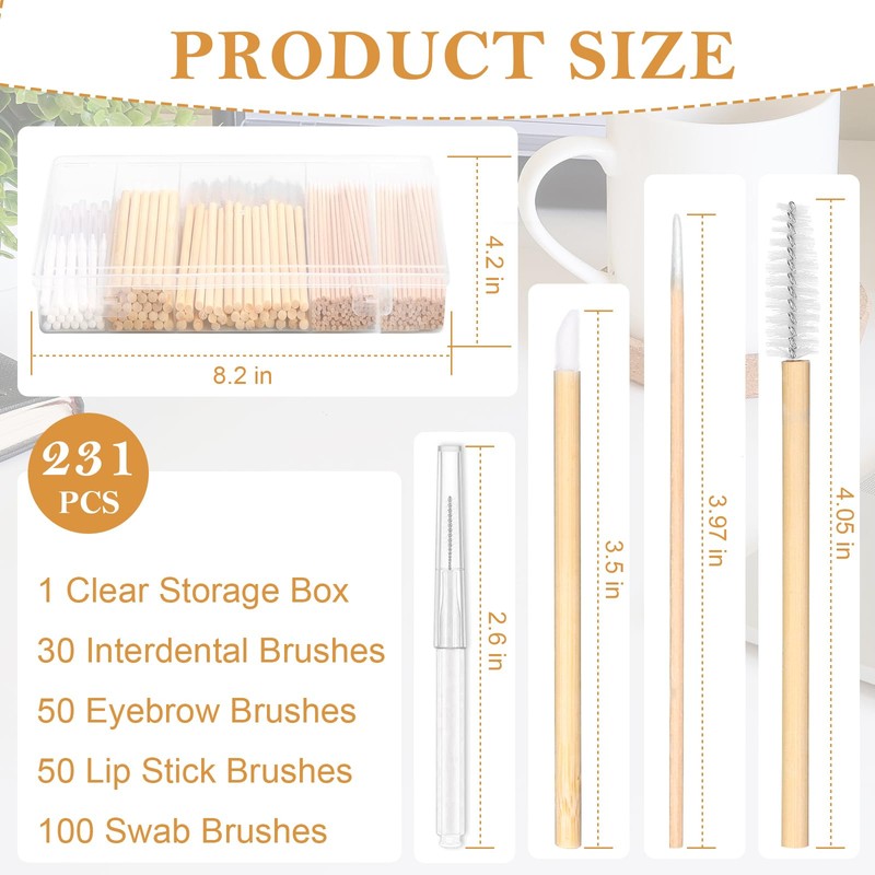 230 Pcs Brow Lamination Supplies with Plastic Box Wooden Micro