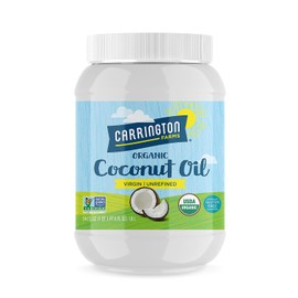 Farms sin gluten, sin refinar, prensado en frío, aceite de coco orgánico virgen, 54 onzas (Unce), aceite de coco para cuidado de la piel y el cabello, cocinar, hornear y batidos