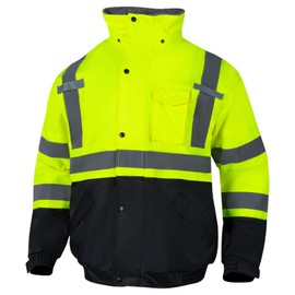 VENDACE High Visibility Reflective Safety Jackets for Men Sherpa Fleece Lining ANSI Class 3 Hi Vis Winter Construction Work Jacket (Yellow,S)