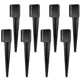 XYADX Fence Post Anchor Ground Spike Heavy Duty Black Powder Coated Fence Stakes Post Base for Mailbox, 24 x 4 x 4 Inches Outer Diameter (Inner Diameter 3.6 x3.6 Inches), Pack of 8