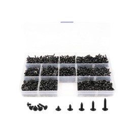 LBY 1000pcs M2.3 M2.6 Truss Head Self-Tapping Screws, Wafer and Pan Washer Screw, 10 Sizes Assortment Kit, Carbon Steel (Blacking)