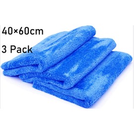BW&HM Car Drying Cloth Microfibre Cloth Car Care Polishing Cloth Car Ultra Soft Absorbent 40 x 60 cm Set of 3 Blue
