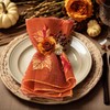 Breling 4 Pcs Fall Leaves Embroidery Tulle Napkins Thanksgiving Maple