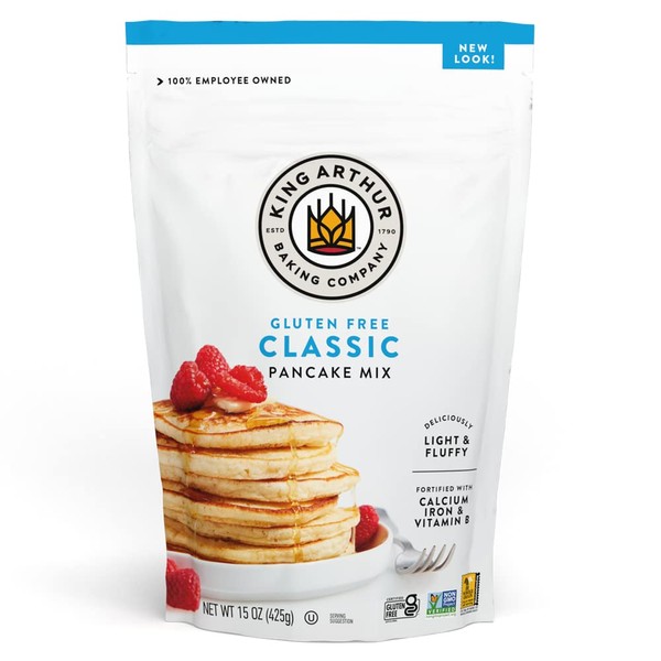 King Arthur, Gluten Free Pancake Mix, Certified Gluten-Free, Non-GMO Project Verified, Certified Kosher, 15 Ounces, Packaging May Vary