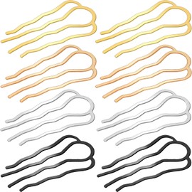 8 Pieces Metal Hair Accessories - Fork Clips, Side Combs, 4 Prong U-Shape Sticks for Updos, Buns, and Styling (Multicolor)
