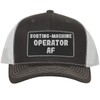 Sorting-Machine Operator AF - Leather Black Patch Engraved Trucker Hat,