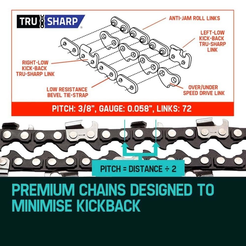 Baumr-AG Tru-Sharp 0.325 Inch Pitch Chainsaw Chain for 18 Inch