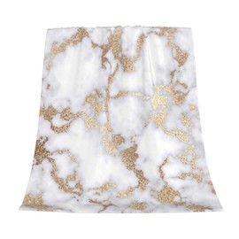 Modern Chic White Gold foil Marble Fleece Throw Blanket for Couch Chair Bed Women Men - Lightweight Plush Fuzzy Cozy Soft Blankets and Throws for Sofa Travel Camping, 50x40 inches
