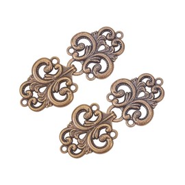 WANDIC Cloak Clasp Fasteners, 2 Pairs of Swirl Flower Cape Fasteners Sew On Hooks and Eyes Cardigan Clips, Antique
