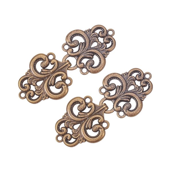 WANDIC Cloak Clasp Fasteners, 2 Pairs of Swirl Flower Cape