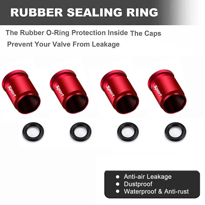 Dsycar Locking Valve Stem Caps Red (8 Pack), Anti Theft
