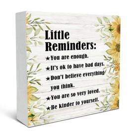 SRADMO Inspirational Little Reminders Wood Box Sign Desk Decor, Sunflower Desk Decor, Inspirational College Gifts Box Sign Decoration For Office Home Dorm Desk Shelf Table Decorative Accessories