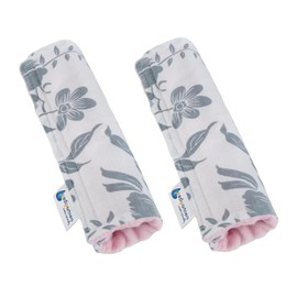 Medi Partners Pack of 2 Seat Belt Pads, Shoulder Pads for Car, 17 x 22 cm, Baby, 100% Cotton, Minky, Double-Sided Car Belt, Belt Protection, Sports Pram, Scrub (Berry with Pink Minky)