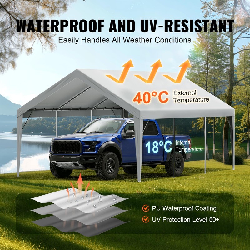 VEVOR Carport Replacement Canopy Cover 13 x 20 ft, Garage