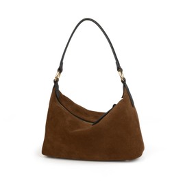 DONNAIN Slouchy Brown Suede Crescent Hobo Bag for Women, Suede Trendy Shoulder Satchels Bag and Work Tote Bags for Women (New Brown)
