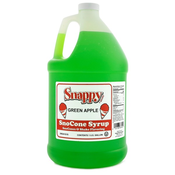 Snappy Popcorn Snow Cone Syrup Gallon, Green Apple, 1 Gallon