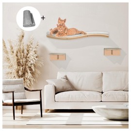 MF Cat Shelf Set: 35' Curved Wall Mounted Cat Shelves and Perches