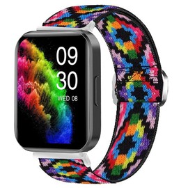 Blueshaweu Compatible for RUIMEN Smart Watches Bands, 22mm Stretch Elastics Nylon Adjustable Replacement Strap Accessories for Men & Women Compatible for RUIMEN D1 / H1 Smart Watches (Aztec Colorful)
