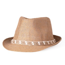 thuizen Panama Jazz Retro Sun Protection Breathable Cool Visor Straw Hat, Khaki, One Size