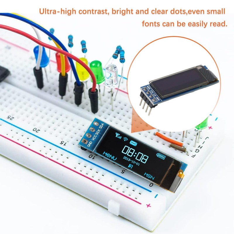 JAMHER 0.91 Inch I2C IIC OLED Display Module 128x32 Pixel