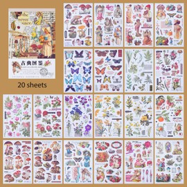 SKIONCE Vintage Scrapbook Washi Stickers Book for Art Journaing & Scrapbooking Supplies,Junk Journal Bullet Journals Botanical Stickers Craft Aesthetic Cottagecore Collage Album
