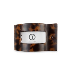 TELETIES - Medium Flat Rectangle Clip - For Medium-Thick Hair - For Lounging, Travel, Yoga, & More - Strong Grip, Bendable Teeth, Comfortable Lay-Back Design - All Hair Textures - Tortoise