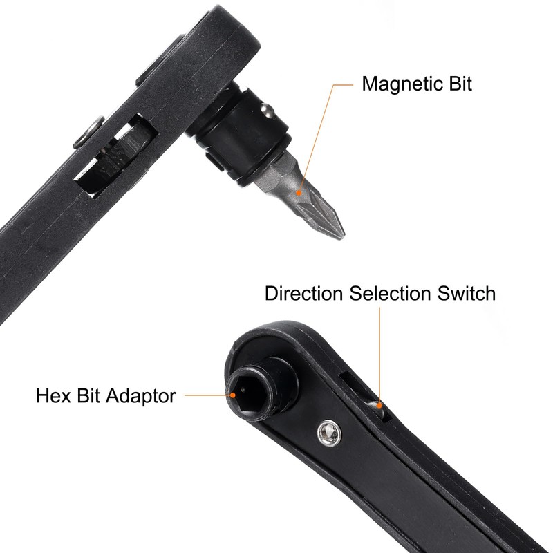HARFINGTON Right Angle Screwdriver 4" 90 Degree Magnetic Mini Ratchet