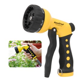 AQUASTAR Yellow Garden Hose Heavy Duty Metal High Pressure Front-Trigger 7-Pattern Nozzle Sprayer for Garden, Lawns, Plantes, Showering Pets&Outdoor fun, Cleaning and Car Washing