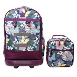 J World New York Unisex Kid's Duo Rolling Backpack with Lunch Box Set, Secret Garden, One Size