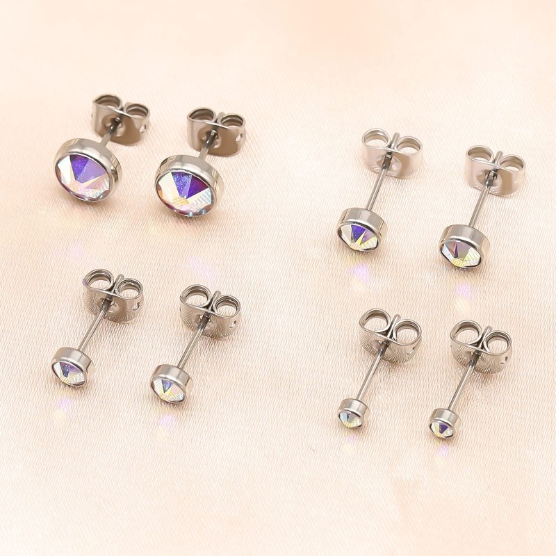 Artskin G23 Titanium Crystal Stud Earrings for Women Men Girls
