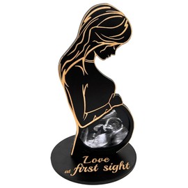 DLPRK Pregnancy Gift Pregnant Picture Frame Ultrasound Picture Baby Ultrasonic Wooden Photo Frame Pregnant Woman Expectant Mother Baby Shower Mother's Day