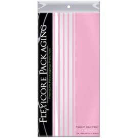 Flexicore Packaging Light Pink Gift Wrap Tissue Paper | Size: 15 Inch X 20 Inch | Count: 20 Sheets | Color: Solid Light Pink & Pin Stripe